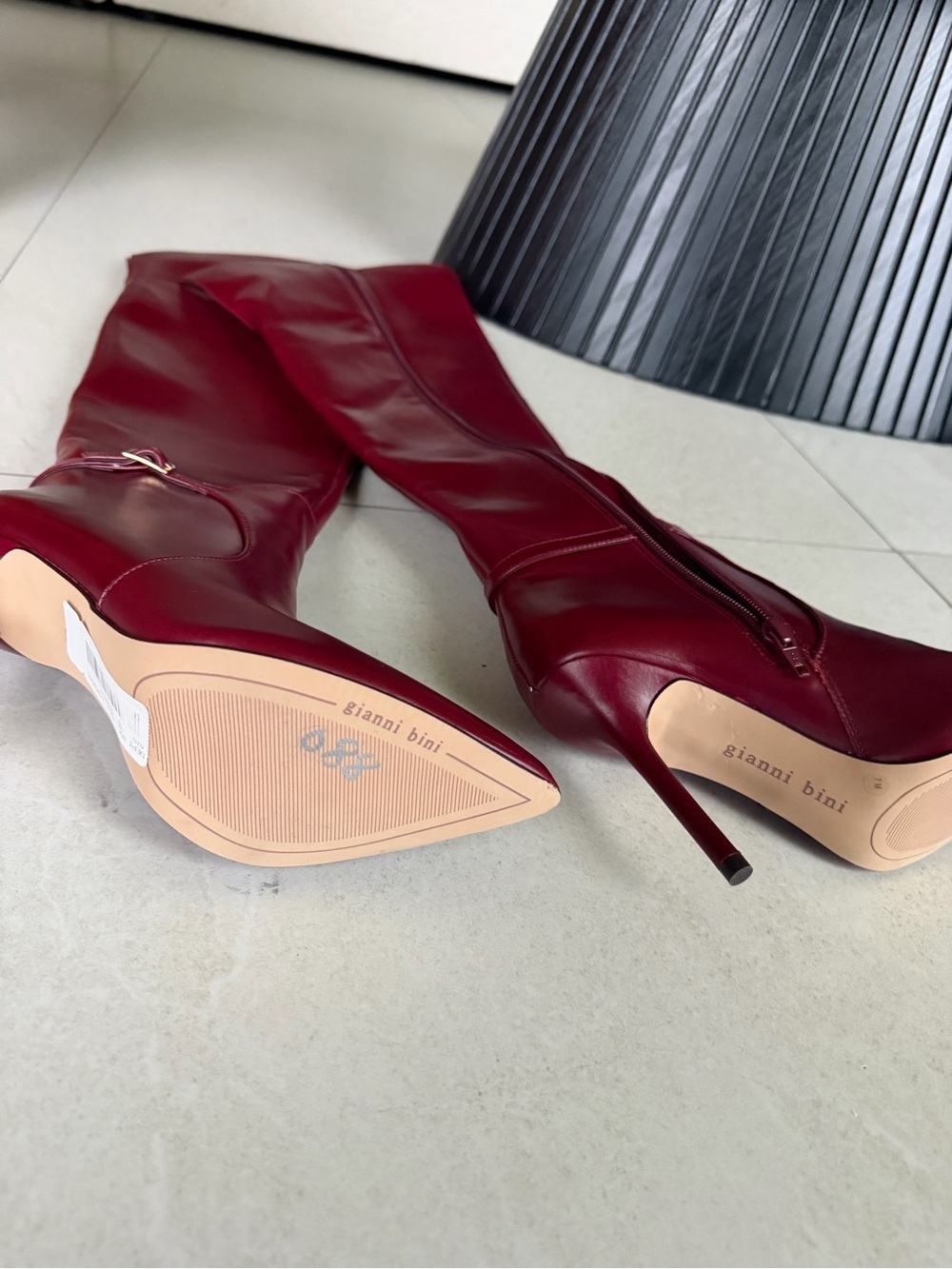 Gianni Bini Burgundy Over-the-Knee Pointed Stiletto Boots - Picture 2 of 6